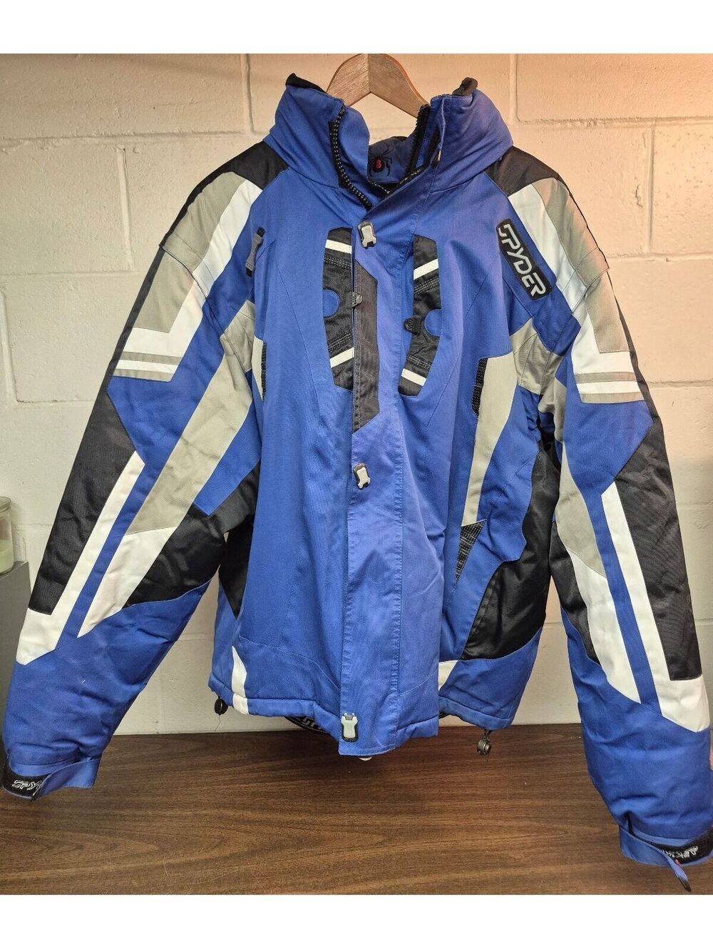 Spyder Men's Blue and Black Insulated Ski Jacket Medium